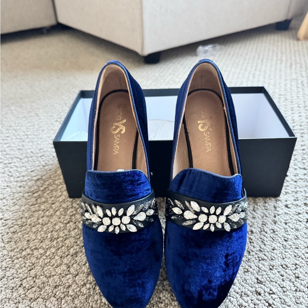 Yosi Samra  Velvet Flats with Crystal Accents
